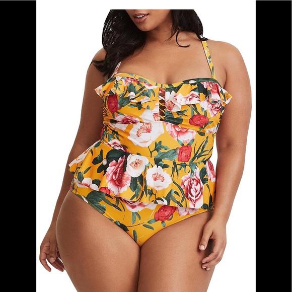 Other - 🆕Plus Size High Two Piece Waisted Floral Tankini